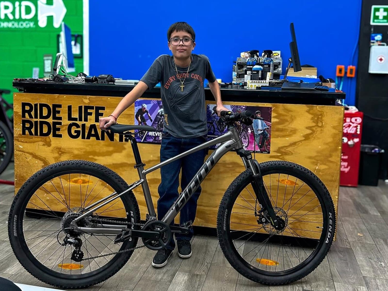 A customer with their new Giant bike