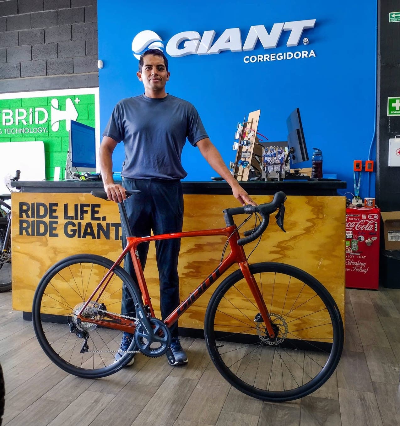 A customer with their new Giant bike